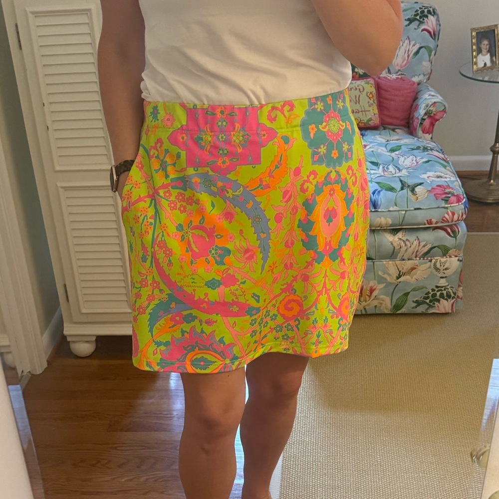 Gretchen Scott Designs Vibrant Pink and Neon Green Skort